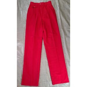 VTG Womens 5 Pleated High Waisted Red Straight Leg Pants Dopamine 24×30.5